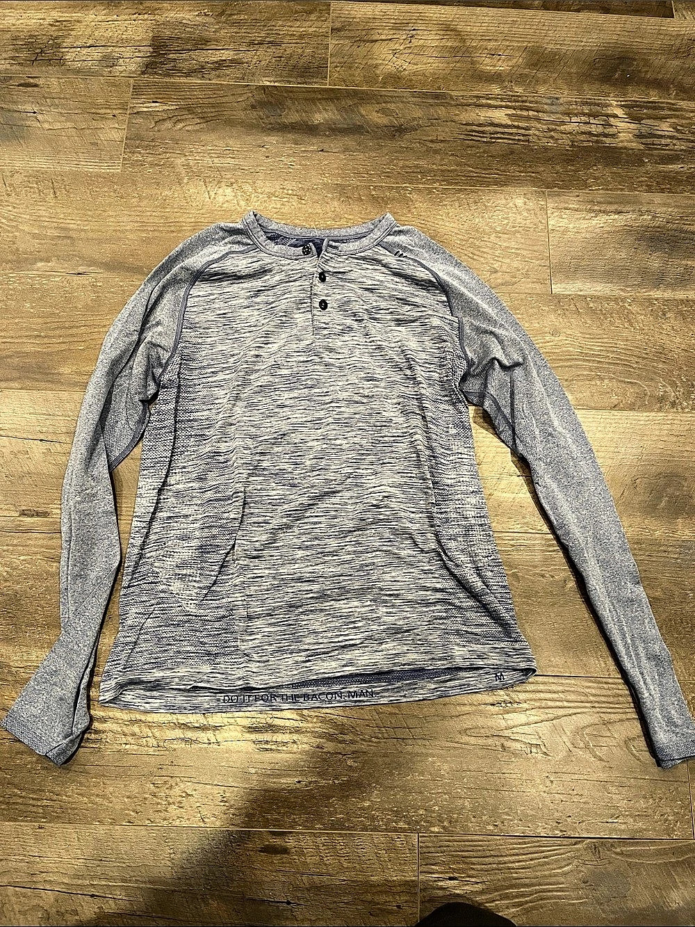 Lululemon Metal Vent Tech Long Sleeve Henley Gray & Blue Mens medium